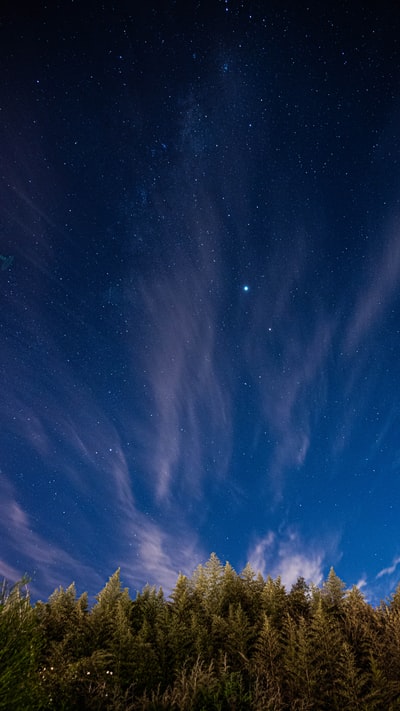 蓝色的天空和星星在晚上的时间

